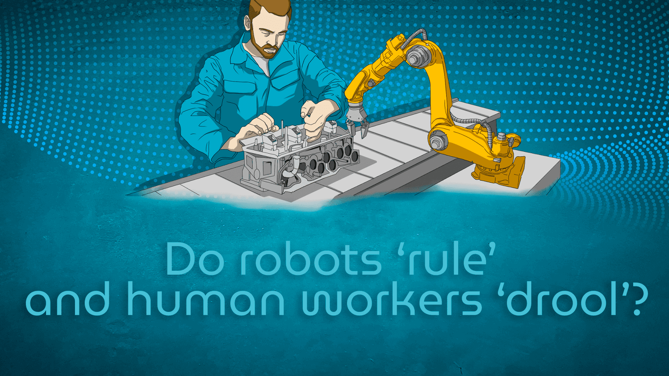 robots rule and human worker